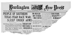 Headline from the Burlington Weekly Free Press, August 12, 1915