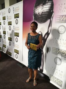 Author Gwendolyn Hooks on the NAACP Image Awards "red carpet" 
