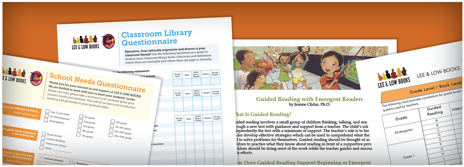 Educators Grade Level Resources, images of survey forms against an orange background