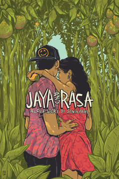Cover of Jaya and Rasa: A Love Story showing two young people embracing in a lush forest